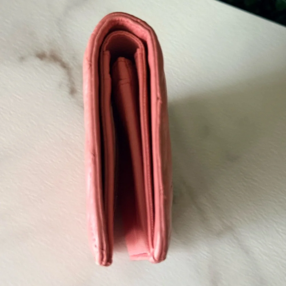 Chanel Pink Quilted Women's Yen Long Wallet Authentic - Picture 5 of 14